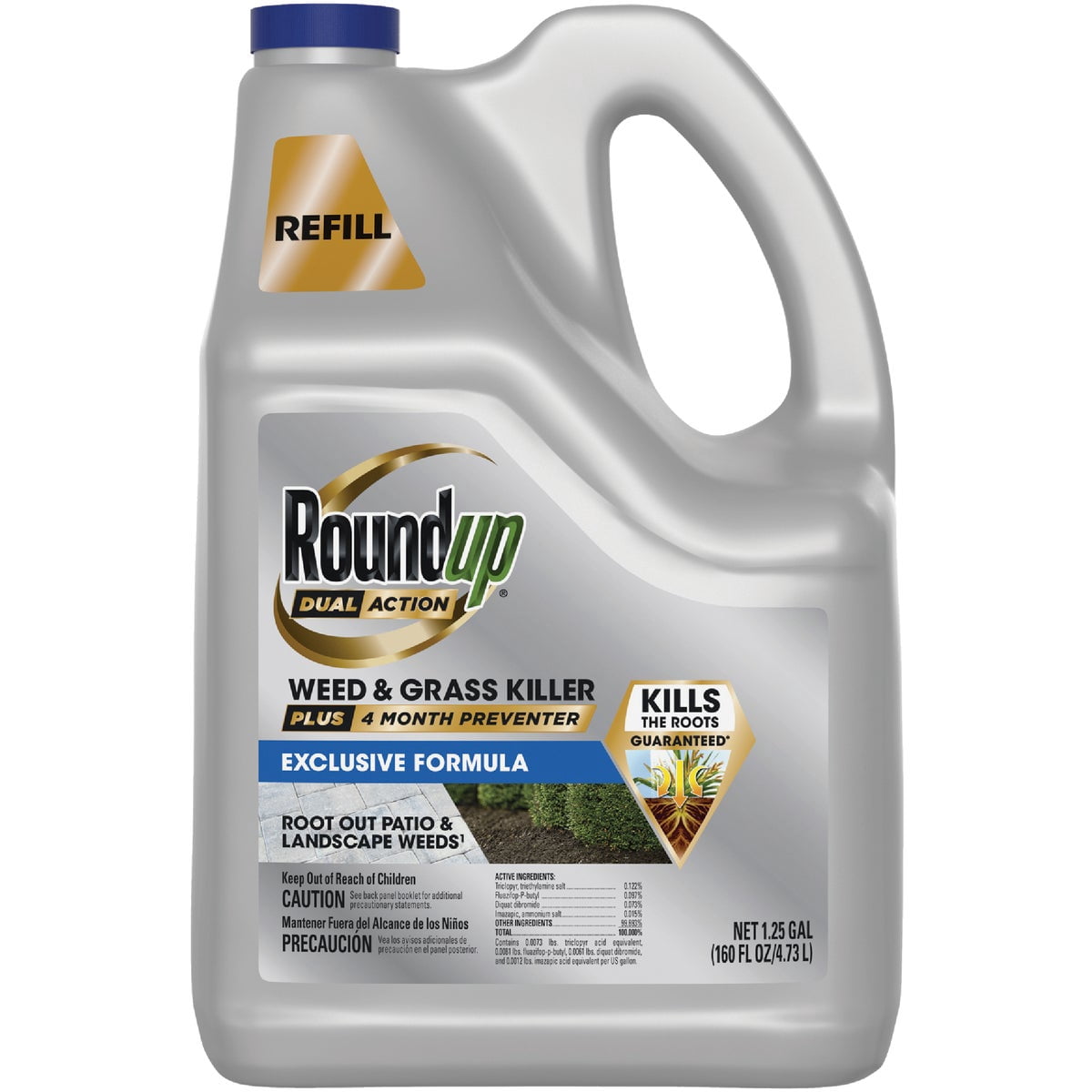 Roundup Dual Action Weed & Grass Killer Plus 4 Month Preventer Refill, 1.25 gal.
