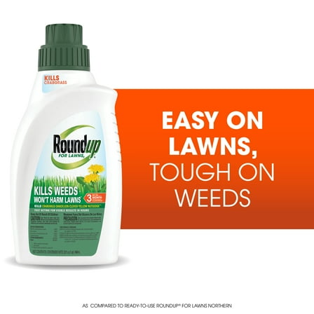 Roundup For Lawns2 Concentrate, Weed Killer for Northern Grasses, Kills Crabgrass, 32 oz.