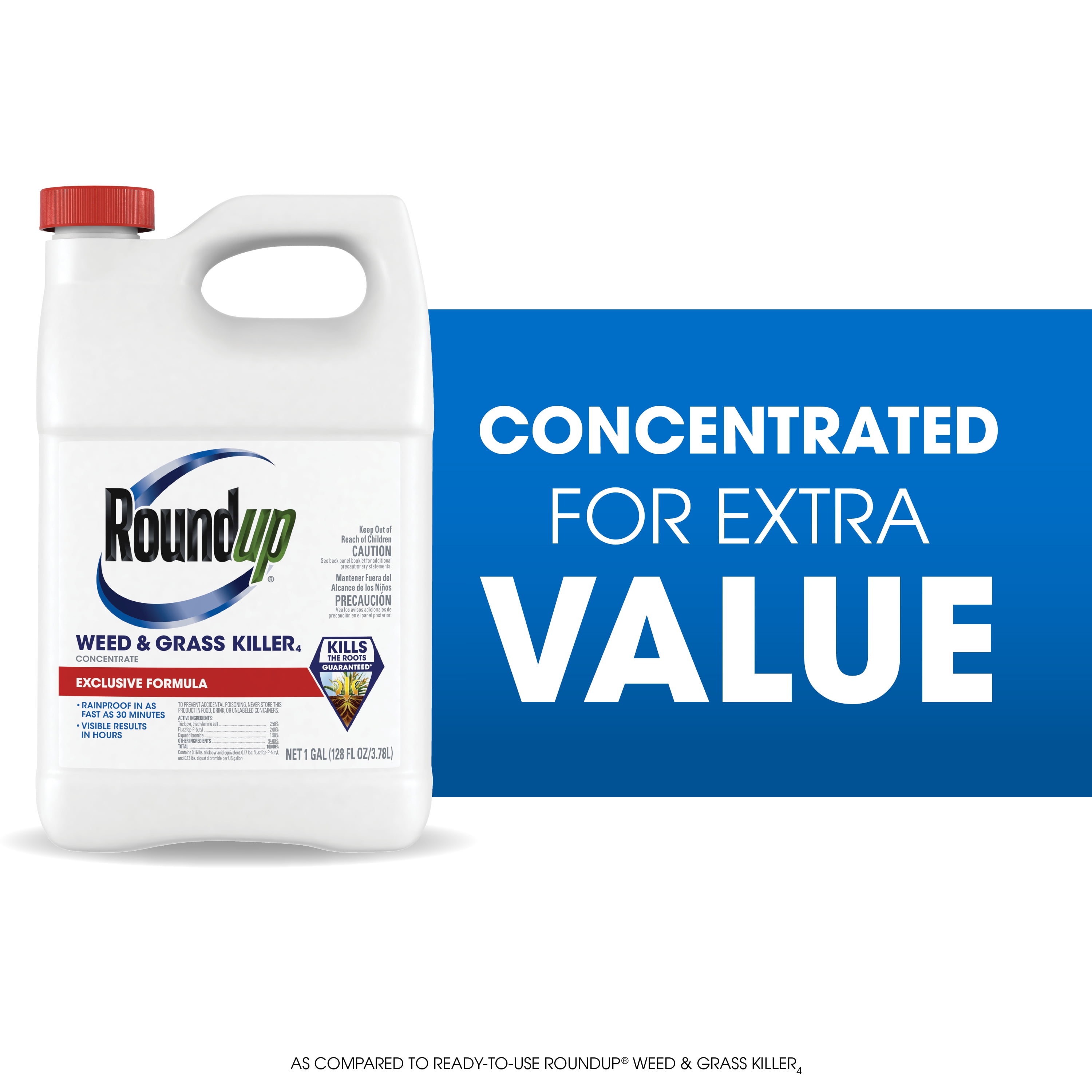 Roundup Weed & Grass Killer₄ Concentrate, Use In Flower Beds and other areas of your yard, 1 gal.