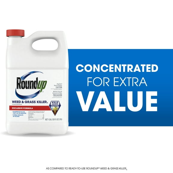 Roundup Weed & Grass Killer₄ Concentrate, Use In Flower Beds and other areas of your yard, 1 gal.