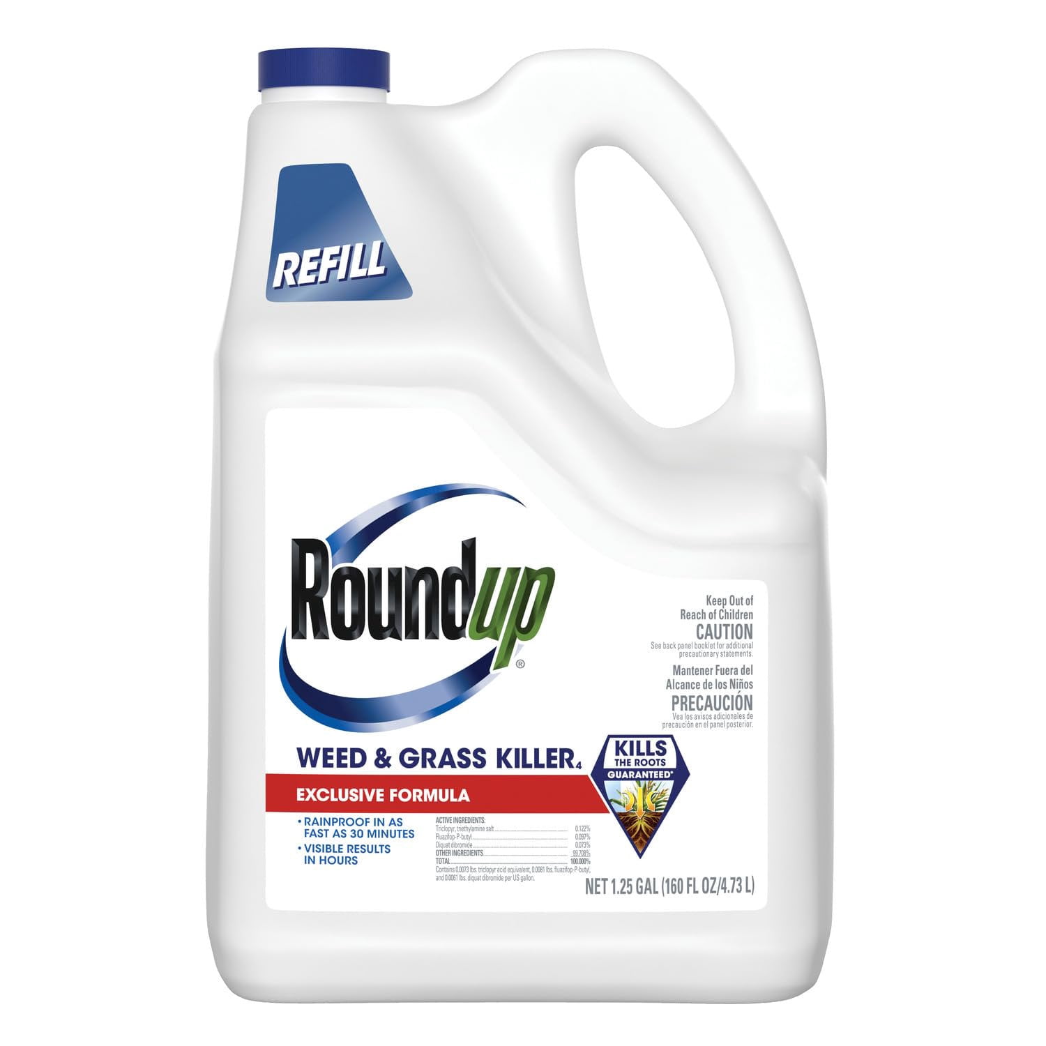 Roundup Weed & Grass Killer Refill, Use in and Around Flower Beds, Trees, Driveways, Walkways & More, 1.25 gal.
