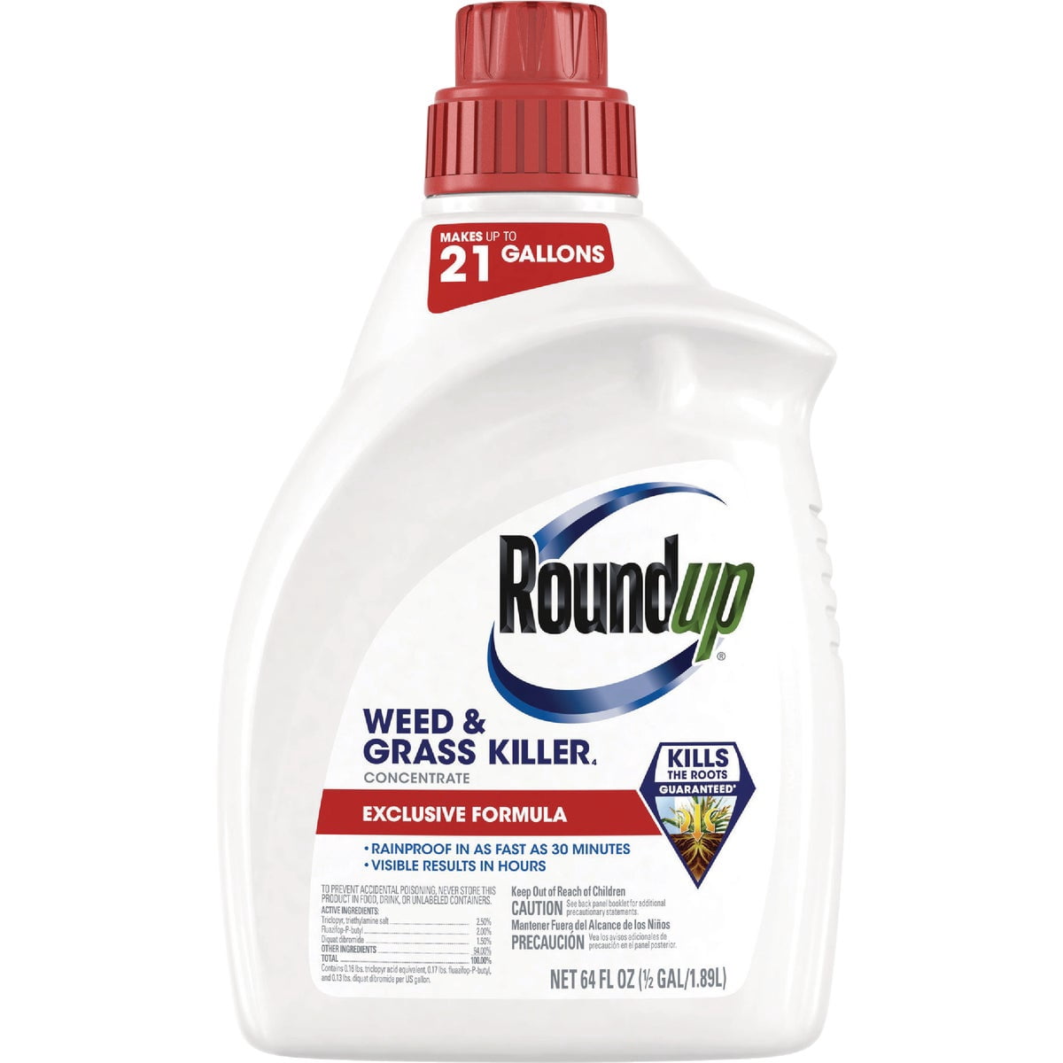 Roundup Weed and Grass Killer Concentrate, Use Around Flower Beds and Trees, on Walkways, and in Other Areas in Yards, 64 fl. oz.