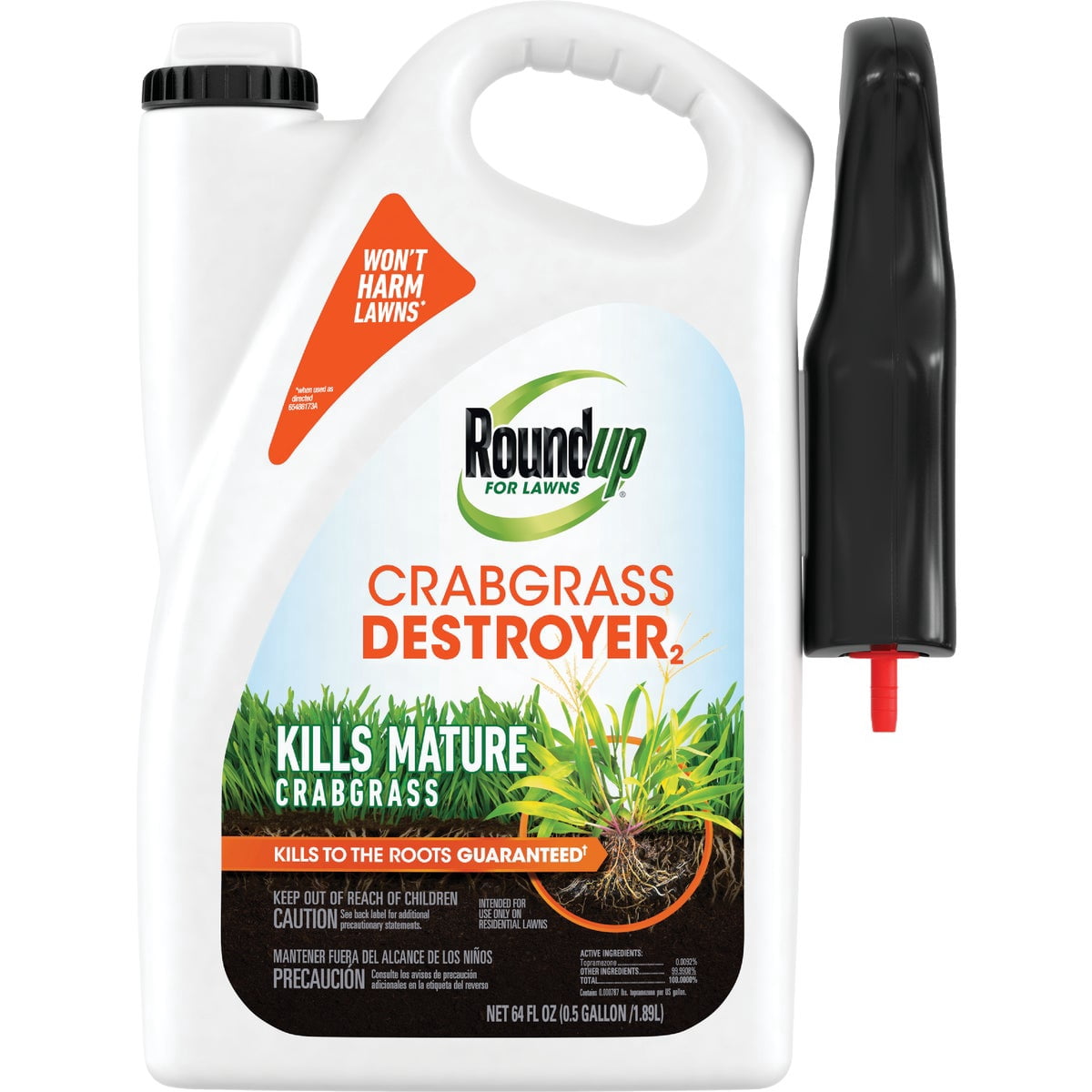 Roundup for Lawns Crabgrass Destroyer2, Tough Weed Killer, Kills Crabgrass, Foxtail, Goosegrass, Ready-to-Use, 64 oz.