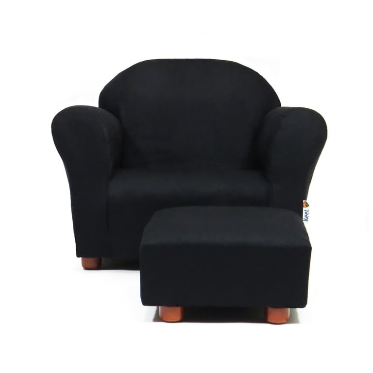 Roundy Childrens Chair Microsuede Black with ottoman Walmart