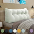 thumbnail image 1 of Rounuo Bed Wedge Pillow for Headboard, Full Triangular Reading Pillow Linen Large Bolster Backrest Support Upholstered Lumbar Cushion Ivory 54"x20", 1 of 9