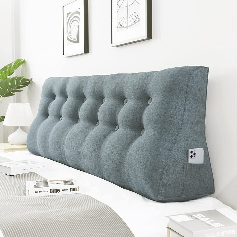 Rounuo Triangular Headboard Long Wedge Reading Pillow Back Support Cushion  For Sitting Up in Bed Backrest Body Positioning Bedrest Daybed Bolster