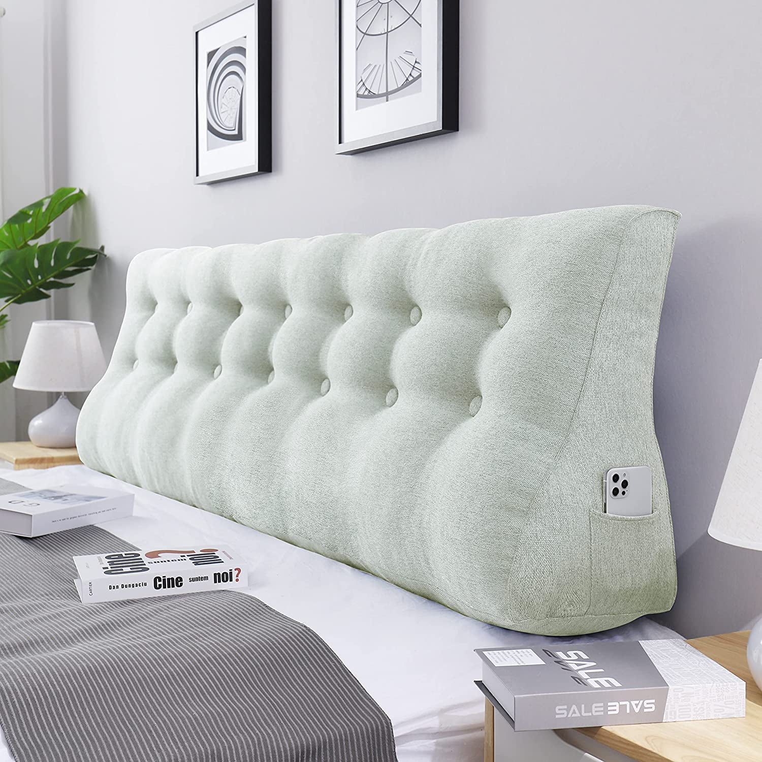 RUYII Large Cotton Cushion Bed Large Pillow Headboard Cushions Sofa Throw  Pillow,WhiteA-140x50x14cm