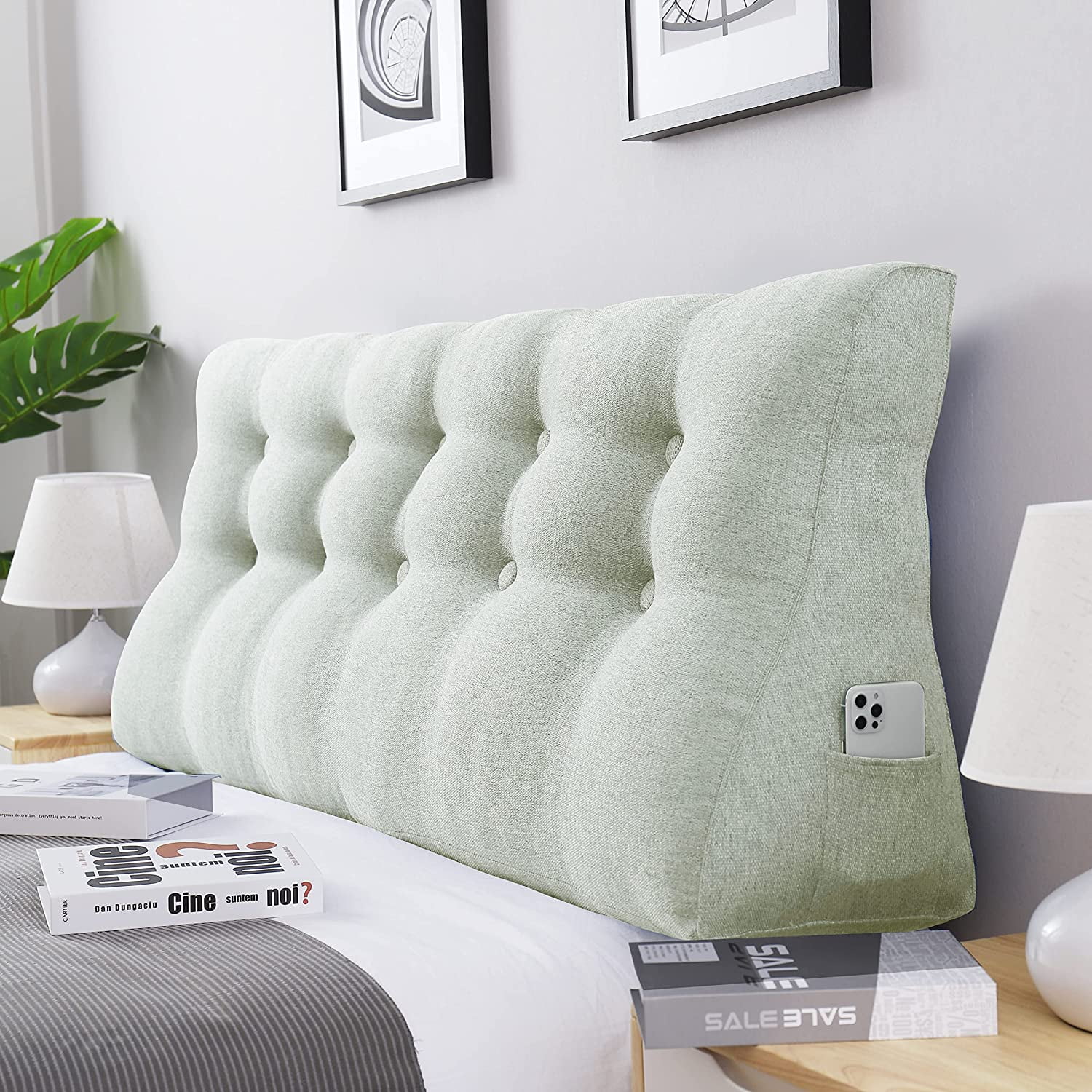 Rounuo Elevated Headboard Pillow Wedge Queen Large Bolster Pillow for