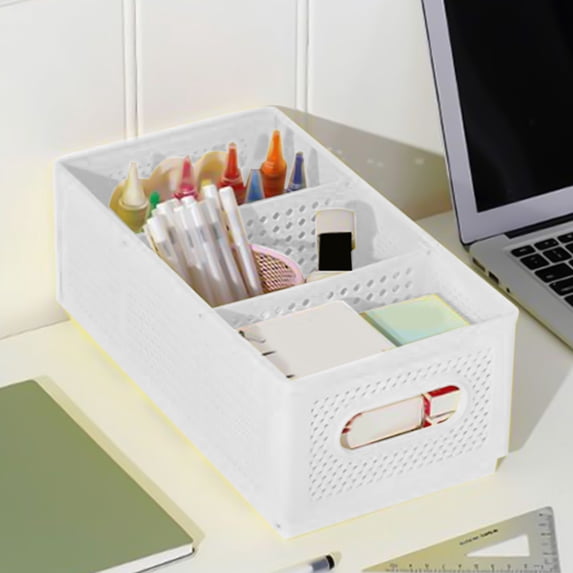 Rourlinge 1 Pack Storage Baskets Bins, Plastic Organizer Basket, Shelf and Desk Make-up Storage Crate Organizing Containers, Ideal for Home Classroom Office Organization