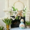 thumbnail image 1 of Rourlinge 16 Inch Tulip Wreath for Front Door, Spring Summer Silk Wreath with Green Leaves Artificial Tulip Flower Wreaths for All Seasons Window Wall Wedding Valentines Day Decor, 1 of 6