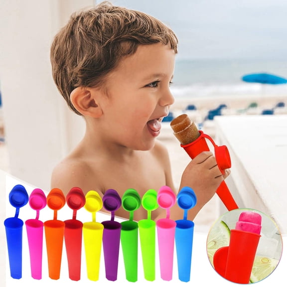 Rourlinge 2 pcs Food Grade Silicone Popsicle Mold for Homemade Ice Cream, Easy Release Freezer Tray for Yogurt Fruit Pops,Kitchen Tool for Family Fun, Dishwasher Safe