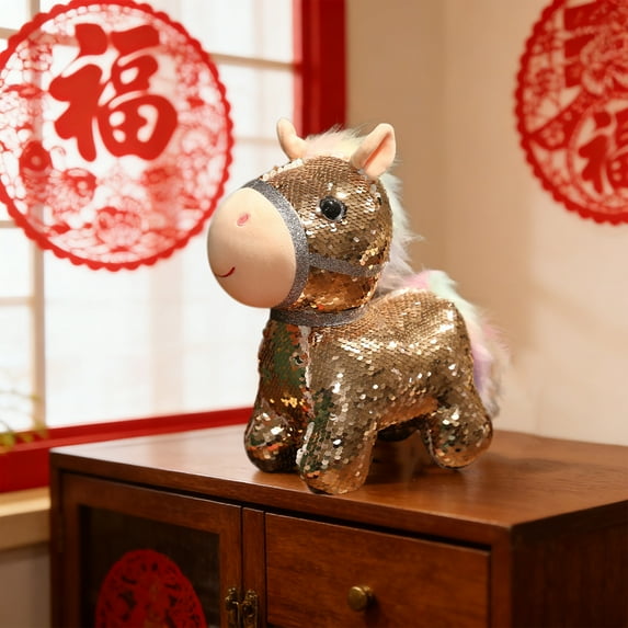 Rourlinge 2026 Year of the Horse Plush Toy Zodiac Mascot Lucky Stuffed Animal for Lunar New Year Celebration Home Decor Gift Good Fortune Symbol
