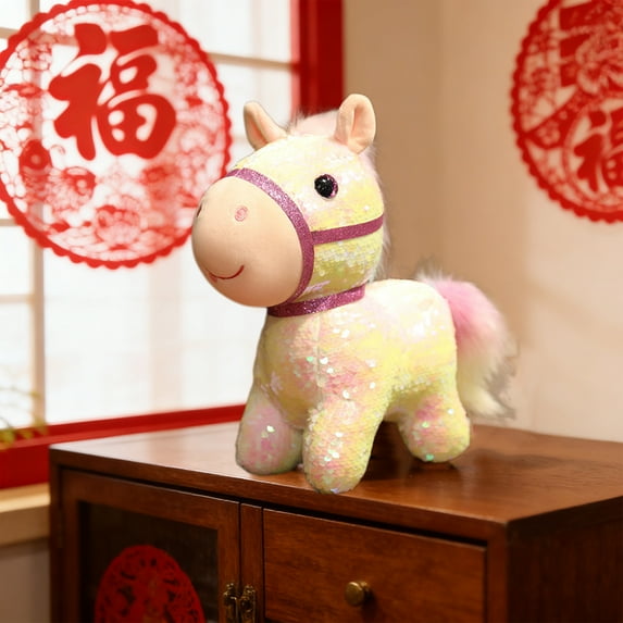 Rourlinge 2026 Year of the Horse Plush Toy Zodiac Mascot Lucky Stuffed Animal for Lunar New Year Celebration Home Decor Gift Good Fortune Symbol