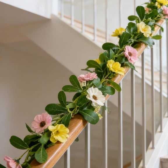 Rourlinge Artificial Yingchun Flower Vine Garland 6 Ft Fake Flower Garland for Ceiling Pipe Wrapping Home Hotel Wedding Decoration Indoor Outdoor Greenery Décor