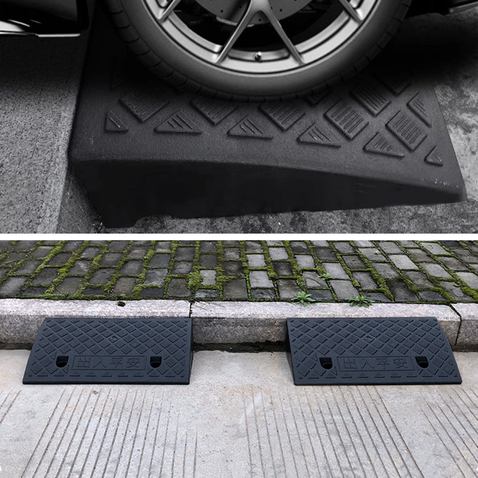 Car Ramp Rails Rourlinge Car Ramp for Vehicle Driveway Curb Slope Traction Mat, Anti ...