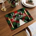 thumbnail image 1 of Rourlinge Christmas Plaid Placemats Heat Resistant Merry Christmas Printed Table Mats Washable Holiday Dining Room Table Decorations for Party Table Setting Supplies, 1 of 6