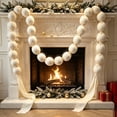 thumbnail image 1 of Rourlinge Christmas Velvet Ball Garland, Fabric Ball String Ornament with Hanging Loops for Xmas Tree Mantel Wedding Party Home Decor, 1 of 7