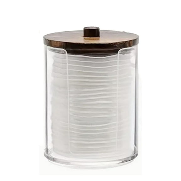 Rourlinge Clear Acrylic Cotton Swab Dispenser Jar with Lid for Bathroom Vanity Organizer Storage Container for Cotton Balls Rounds Pads and Dental Floss
