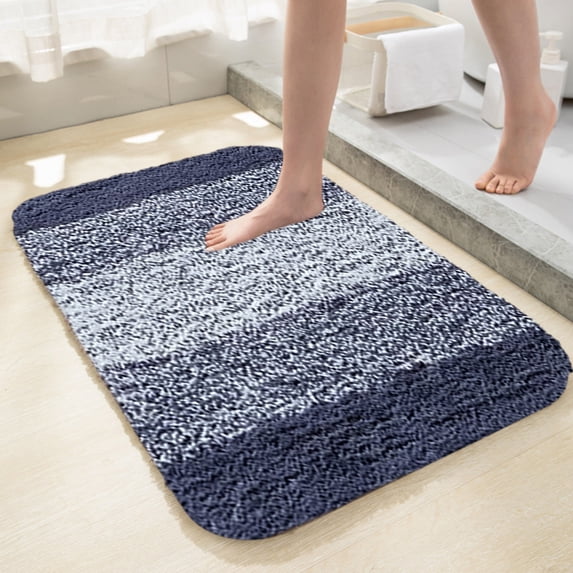Rourlinge Flocking Carpet Plush Bath Rug Super Absorbent Non Slip Quick Dry Microfiber Floor Mat for Living Room Bedroom Kitchen Bathroom Tub Shower Washable Soft