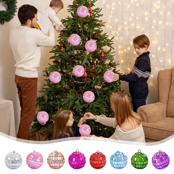 Rourlinge Foam Based Mirror Reflective Christmas Ball Ornaments Shiny Disco Ball Decor for Xmas Tree Wedding Backdrop Cake Topper Bar Display Photo Shooting Scene Embellishment