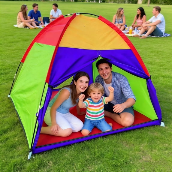 Rourlinge Foldable Beach Tent, Portable UV Protection Camping Shelter, Outdoor Playhouse for Sand Play with Carry Bag