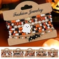 thumbnail image 1 of Rourlinge Halloween Bracelets Sets Gothic Layered Beaded Bracelets Pack Spooky Ghost Araneid Pumpkin Stackable Stretch Bracelets Accessories Jewelry Gifts for Women Teens Holiday Party Favors, 1 of 7