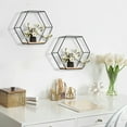 thumbnail image 1 of Rourlinge Hexagonal Floating Shelf Wall Mounted Modern Storage Rack Metal Wall Decor Shelving for Living Room Bedroom Office Organization, 1 of 6