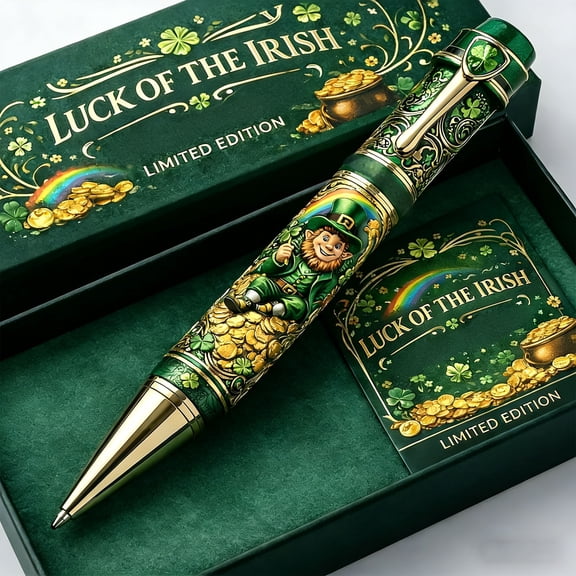 Rourlinge Irish Pattern Stainless Steel Pen, 10ml Smooth Writing Pen with Traditional Craftsmanship for Gift & Office