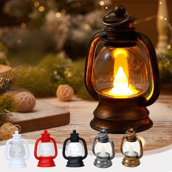 Rourlinge Mini LED Camping Lantern with Flickering Flame Warm Light for Indoor Outdoor Home Decor Halloween Wedding Christmas Table Centerpiece Gifts