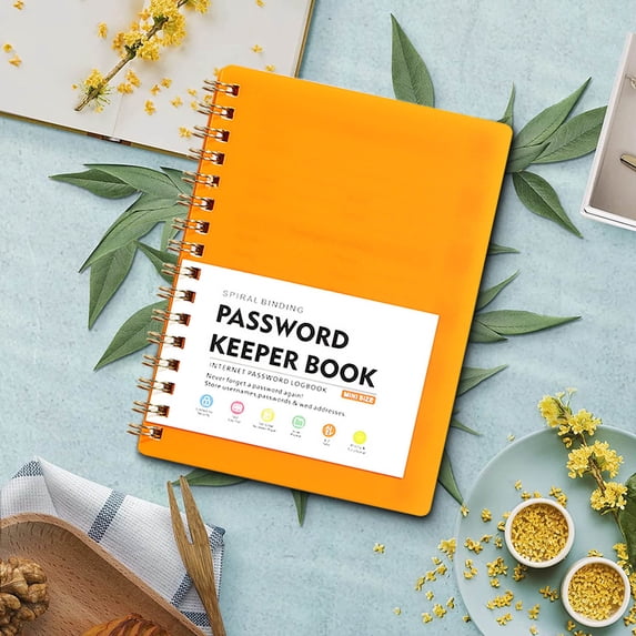 Rourlinge Mini Password Book Spiral Notebook with Alphabetical Tabs for Login Details, Thick Paper Pocket Notebook for Organizing Usernames and Passwords, A6 Loose Leaf Notebook for Home Office Use