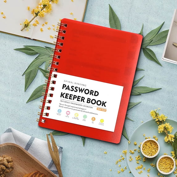 Rourlinge Mini Password Book Spiral Notebook with Alphabetical Tabs for Login Details, Thick Paper Pocket Notebook for Organizing Usernames and Passwords, A6 Loose Leaf Notebook for Home Office Use