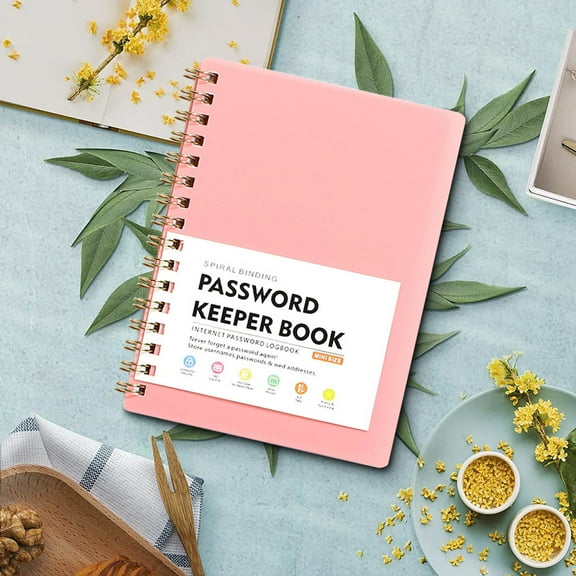 Rourlinge Mini Password Book Spiral Notebook with Alphabetical Tabs for Login Details, Thick Paper Pocket Notebook for Organizing Usernames and Passwords, A6 Loose Leaf Notebook for Home Office Use