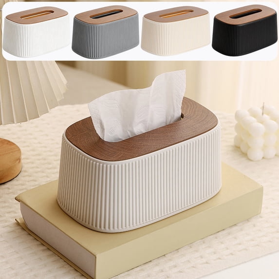 Rourlinge Multifunctional Plastic Desktop Tissue Dispenser Large Capacity One Hand Pull Opening Napkin Storage Holder for Living Room Bedroom Countertop Home Decor Organization