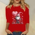 thumbnail image 1 of Rourlinge New Fashion Blouses for Women Round Neck Print 3/4 Sleeve Tops Pullover Sweatshirts for Women Stretchable Long Sleeve Shirts for Women, 1 of 4