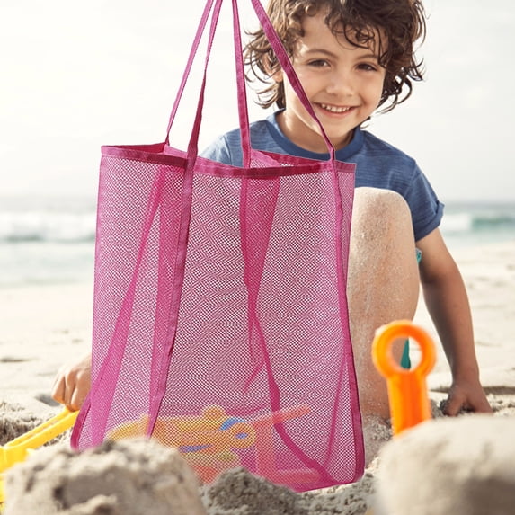 Rourlinge Small Mesh Beach Bag Totes Lightweight Travel Toy Tote Mesh Swimming Pool Bag with Multiple Pockets,Waterproof Mesh Tote Bag, Large Capacity Sandproof Beach Bags for Travel