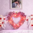 thumbnail image 1 of Rourlinge Valentine s Day Wreaths with Lighted- 12'' Heart Wreaths for Front Door Valentines Decorations Heart Shaped Tinsel Wreath for Wedding Proposal Engagement Party(Classic Style), 1 of 6