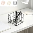 thumbnail image 1 of Rourlinge Wrought Iron Mesh Sticky Notes Holder, Desktop Memo Pad Organizer Basket, Small Paper Clip Tray for Office Desk Accessories, Openwork Grid Storage, 1 of 7