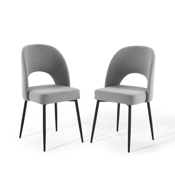 Modway Rouse 19" Fabric Dining Side Chair in Black and Light Gray (Set of 2)