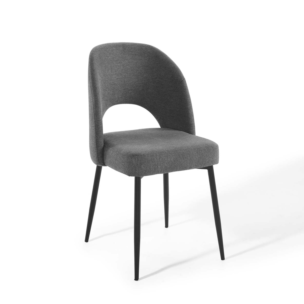 Charcoal Black Upholstered Side Chair with Matte Metal Legs