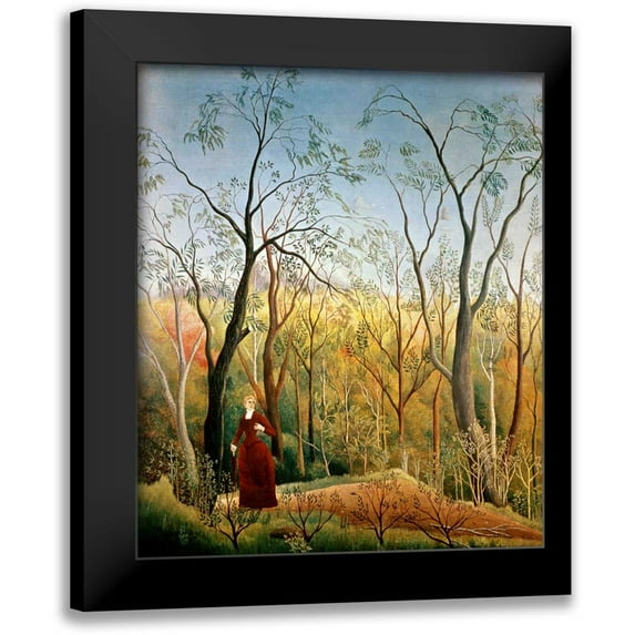 Rousseau, Henri 12x14 Black Modern Framed Museum Art Print Titled - A Stroll in the Woods