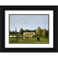 thumbnail image 1 of Rousseau, Henri 14x11 Black Ornate Wood Framed with Double Matting Museum Art Print Titled - View Surrounding Paris, 1 of 4