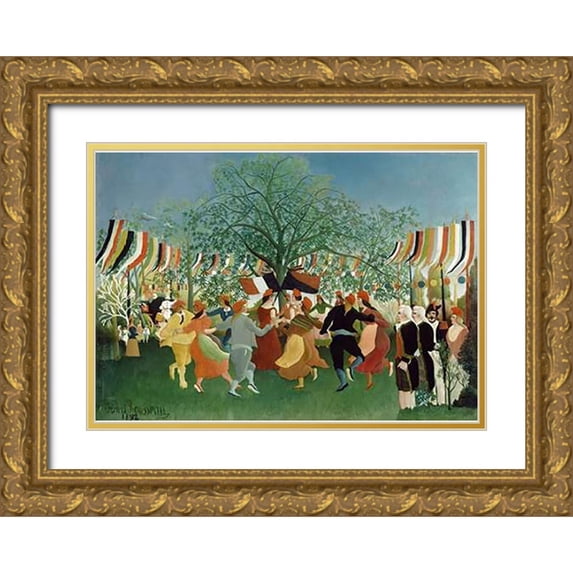 Rousseau, Henri 14x11 Gold Ornate Wood Framed with Double Matting Museum Art Print Titled - A Centennial of Independence