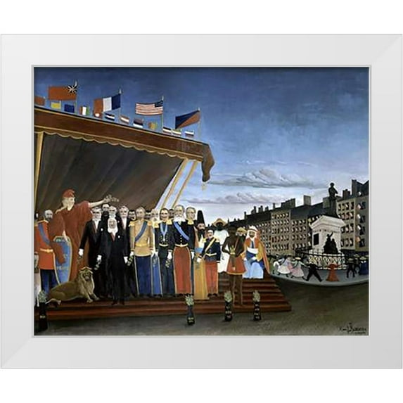 Rousseau, Henri 18x15 White Modern Wood Framed Museum Art Print Titled - Delivery of Due Reward (La Remise du Prix)