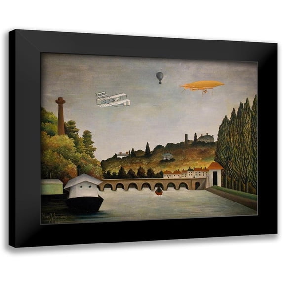 Rousseau, Henri 24x20 Black Modern Framed Museum Art Print Titled - View of Pont de Sevres