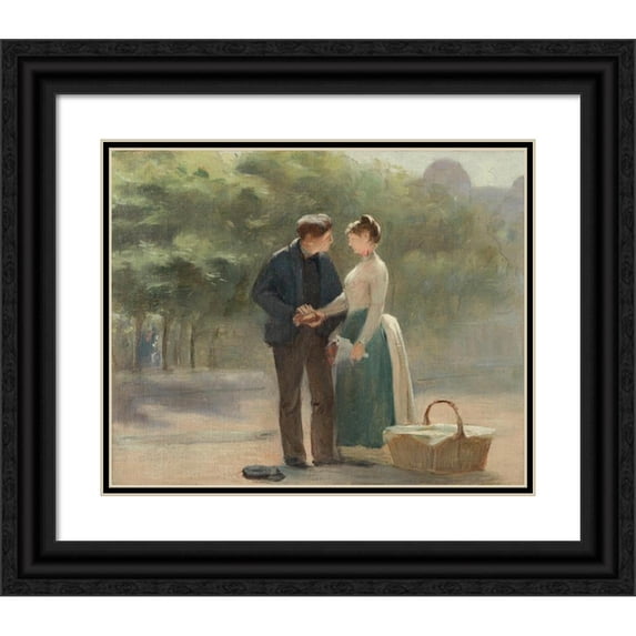 Roussel-Géo 18x15 Black Ornate Wood Framed Double Matted Museum Art Print Titled - In the Morning (1889)