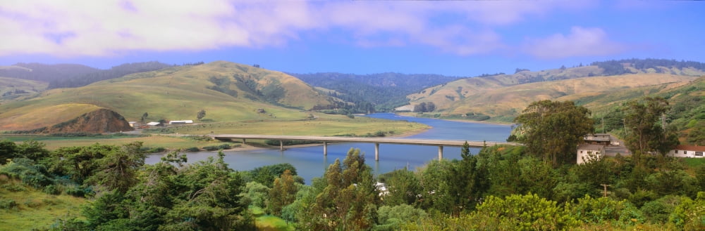 Route 1 Bridge over Russian River Sonoma County California Canvas Art - Panoramic Images (36 x 12)