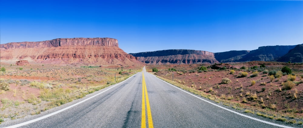 Route 128 Colorado River View of a Butte Canvas Art - Panoramic Images (36 x 12)