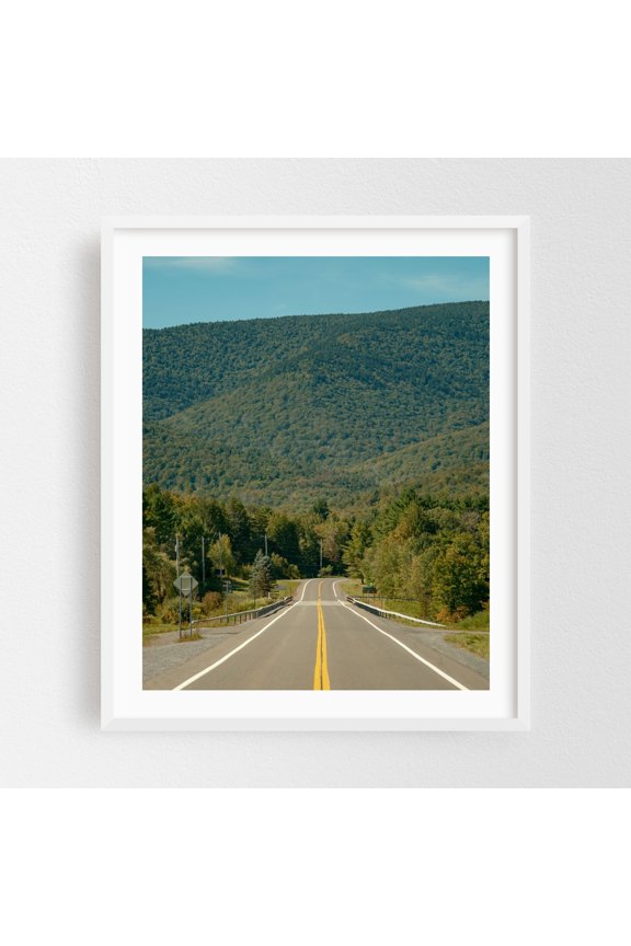 Route 214, Hunter - Hunter New York Photography Landscape Nature Forest Mountain Scenic Rural White Framed Wall Art Print 6 x 8 inches