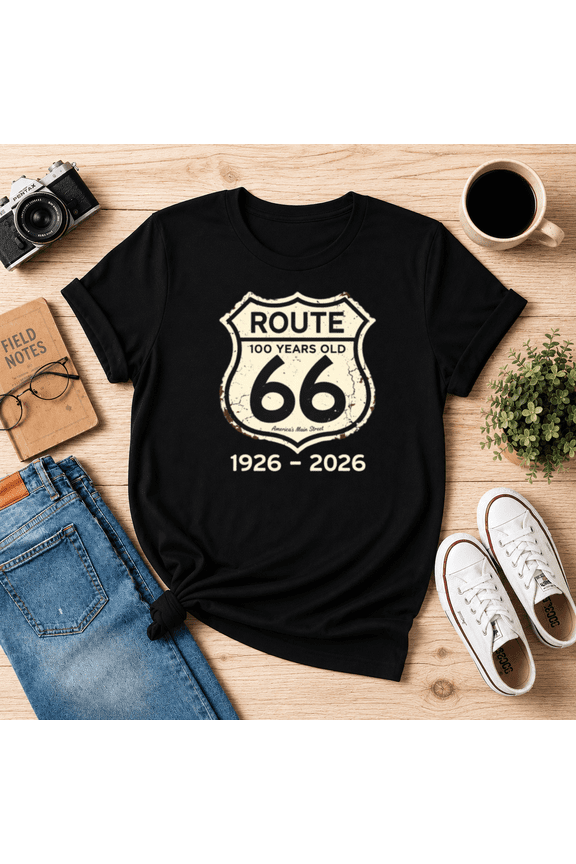 Route 66 100 Years Old Unisex T-Shirt 1926-2026 Vintage America N2743, S-5XL