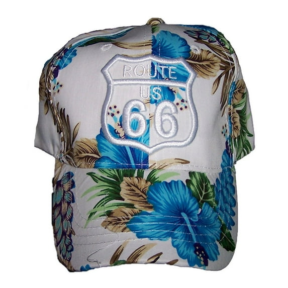 Route 66 Baseball Caps Floral Prints Embroidered - Blue Color Uni-Sex Style -- FREE  USA Shipping--   (7508CC)